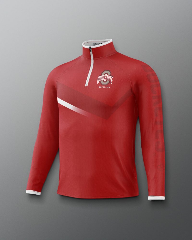 COHQZ1018 Ohio State Sublimated Quarter Zip Red 0005