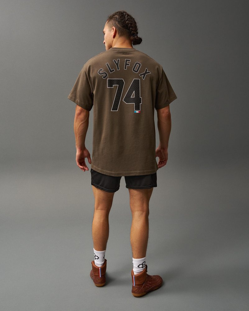 DSFTS1009 Sly Fox Signature Heavyweight Jersey T Shirt Brown 0001 1