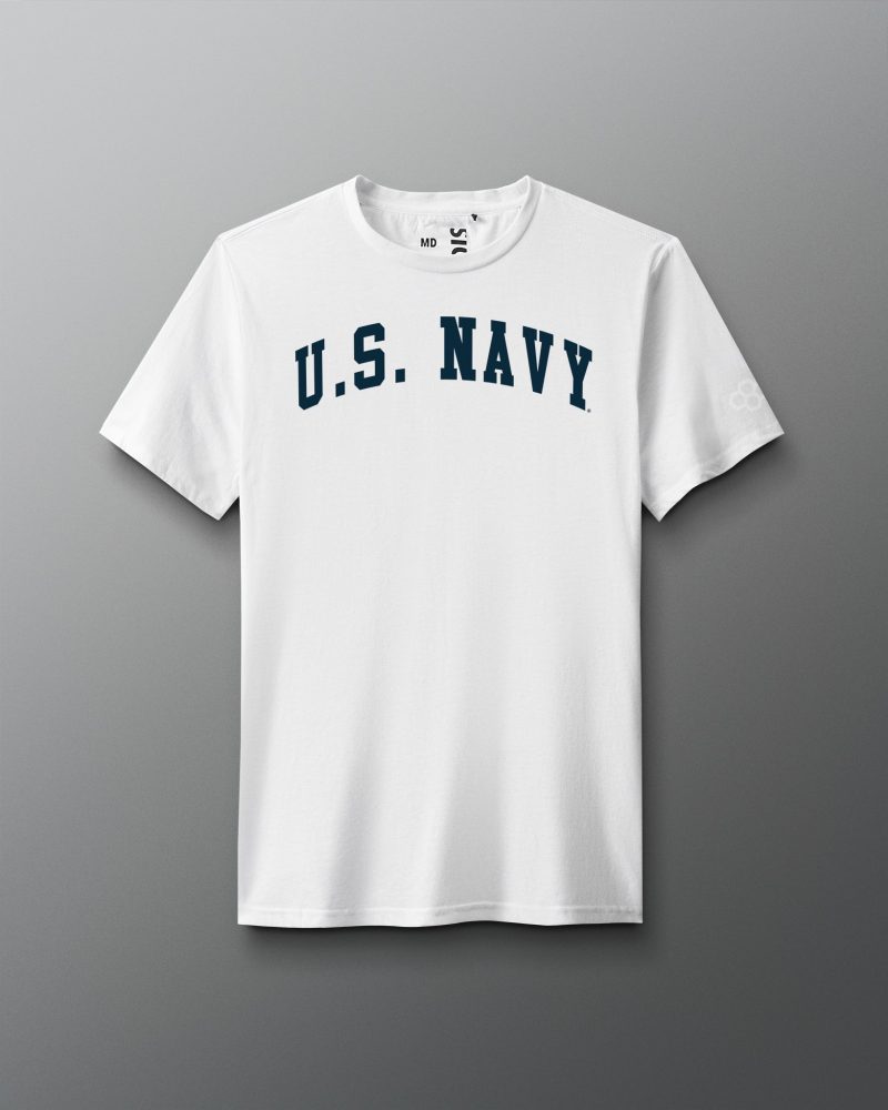 MNATS1006 US Navy Wrestling Arch T Shirt White 0001