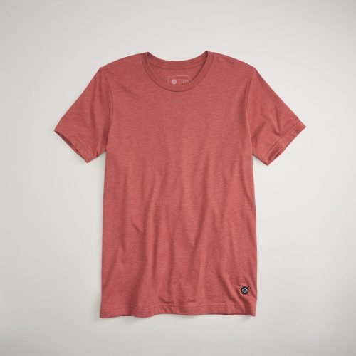 This image showcases a casual red t-shirt with a simple design emphasizing comfort and versatility for everyday wear