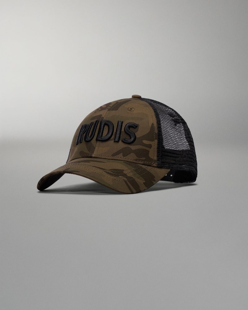 RUDTR1005 Camo Wordmark Trucker Hat FLT Black Camo 0020