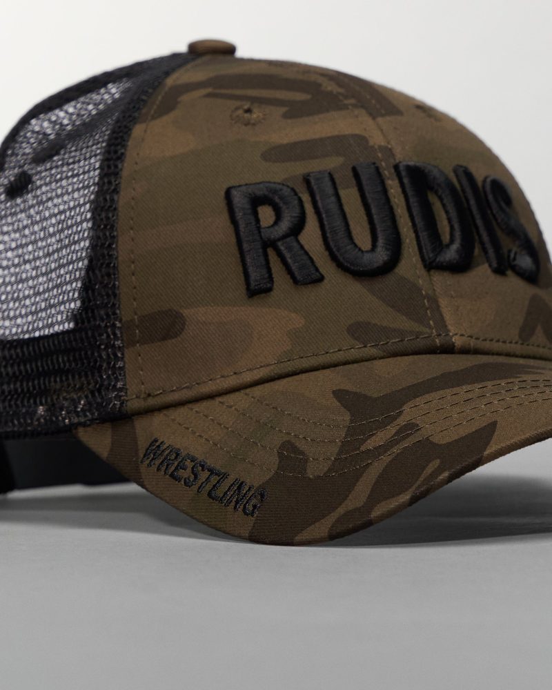 RUDTR1005 Camo Wordmark Trucker Hat FLT Black Camo 0022