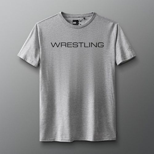 RUDTS1130 Wrestling Wordmark Elite Super Soft T Shirt Athletic Grey 0001