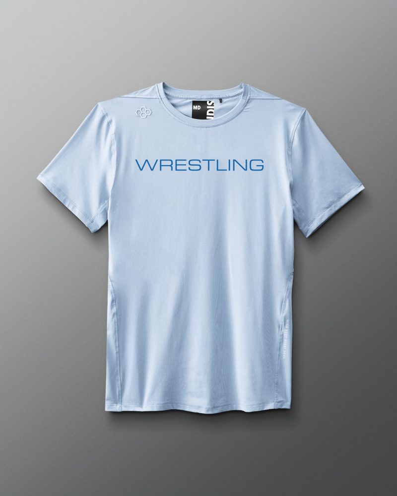 RUDTS1131 Wrestling Wordmark Performance T Shirt Ice 0001