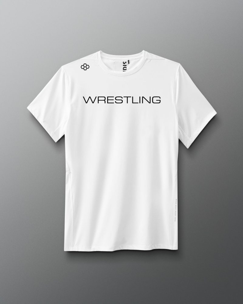 RUDTS1131 Wrestling Wordmark Performance T Shirt White 0001