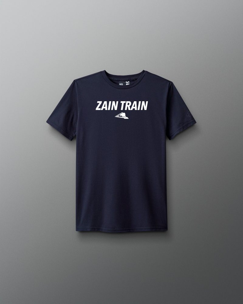 Y ATHTS1018 Zain Train Evergreen T Shirt Navy 0001