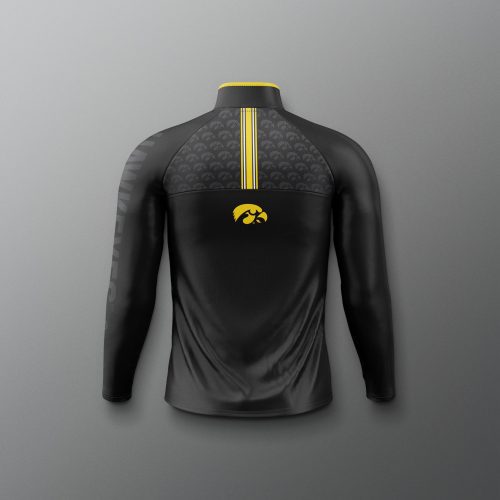 Y CIAQZ1010 Iowa Hawkeyes Sublimated Youth Elite Quarter Zip Black 0002