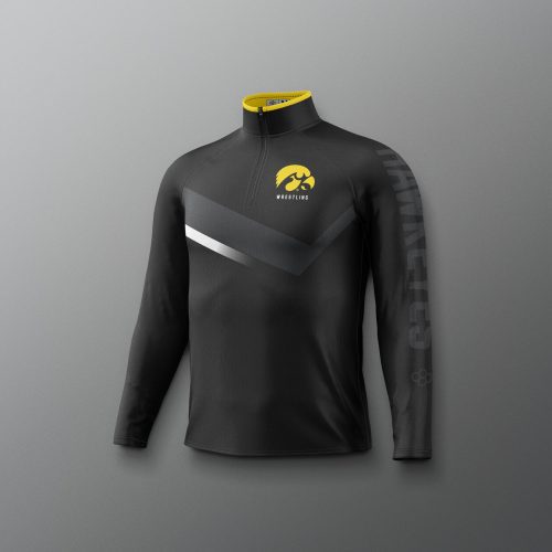 Y CIAQZ1010 Iowa Hawkeyes Sublimated Youth Elite Quarter Zip Black 0005