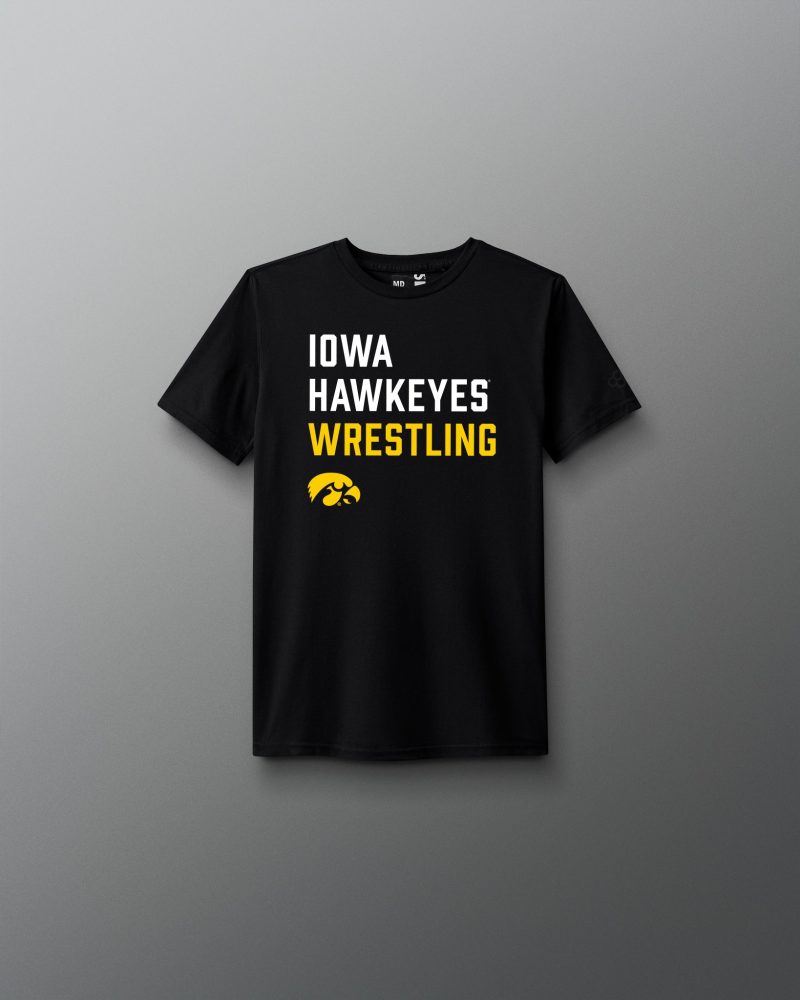 Y CIATS1011 Iowa Wrestling Stacked Youth T Shirt Black 0001