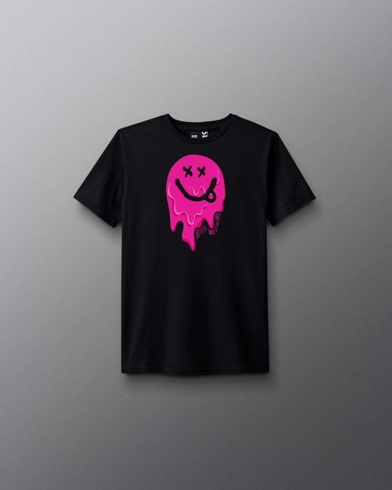 Y RUDTS1126 RUDIS Happy Pink Drip T Shirt Black 0001