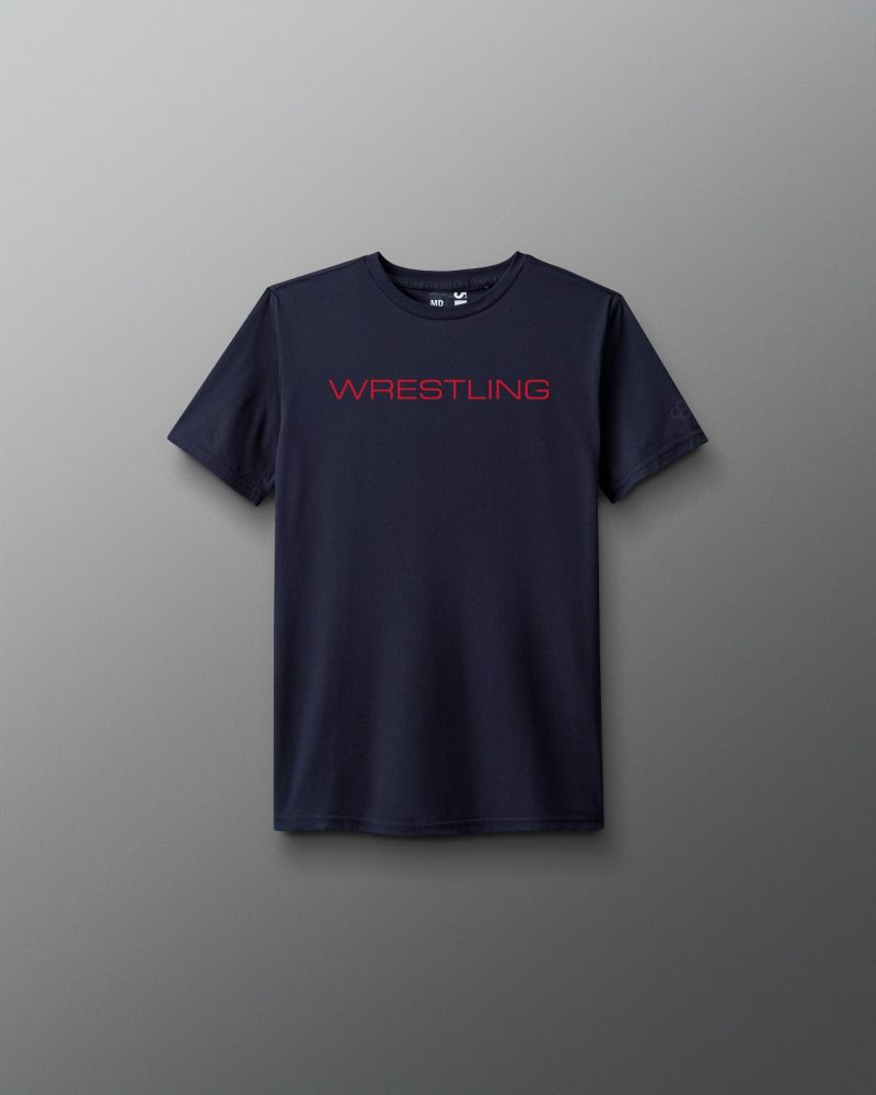 Y RUDTS1130 Wrestling Wordmark Elite Super Soft Youth T Shirt Navy 0001